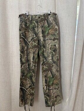 Cabela's Men's Camo Hunting Pants Size 32 Regular Cotton Blend Drawstring Cuffs